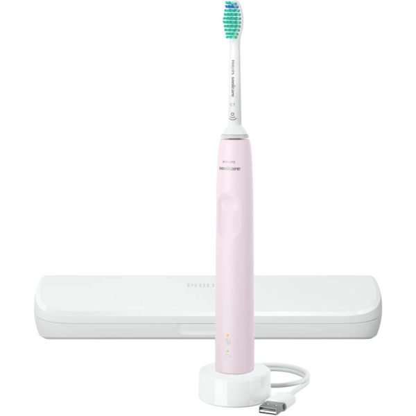 Periuta de dinti sonica electrica Philips Sonicare Seria 3100 HX3673/11, 31000 miscari/minut, Indicator baterie, Senzor presiune, Toc transport, Roz pal - Cod produs: 150543