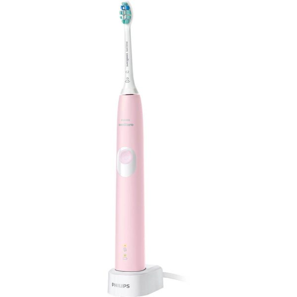 Periuta de dinti sonica electrica Philips Sonicare ProtectiveClean 4300 HX6806/04, 62000 miscari/min., 2 intensitati, Senzor presiune, 1 cap de periere, Roz pal - Cod produs: 150546