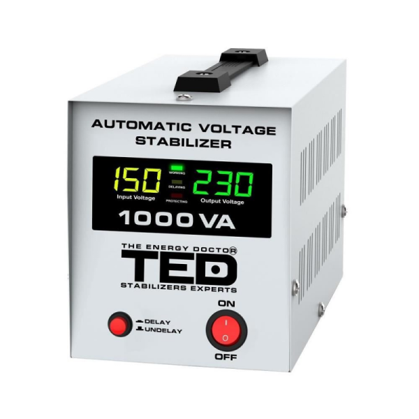 Stabilizator de tensiune automat Ted Electric TED-AVR1000L, 1000VA / 600W, Unda sinusoidala pura - Cod produs: 155266