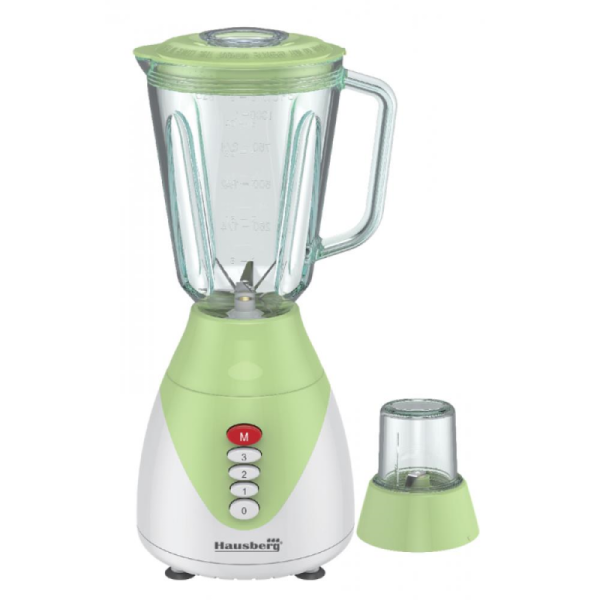 Blender 2 in 1 cu bol de sticla Hausberg HB-7761VR lama din otel inoxidabil, capacitate 1,5L, Verde - Cod produs: 155464