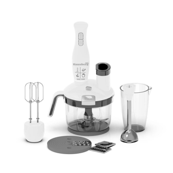 Blender 4 in 1 Hausberg HB-7710AB, capacitate bol 1.5 l, 1500 W, functie turbo, Alb - Cod produs: 155479