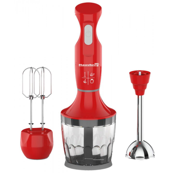 Blender 3 in 1 Hausberg HB-7706RS, capacitate bol 0.75 l, 600 W, Rosu - Cod produs: 155485