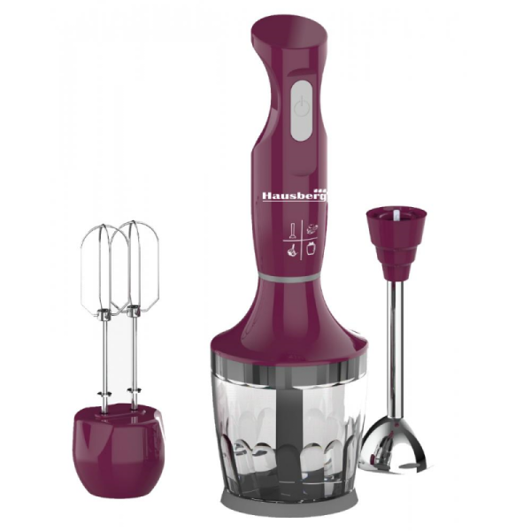 Blender 3 in 1 Hausberg HB-7706MV, capacitate bol 0.75 l, 600 W, Mov - Cod produs: 155486