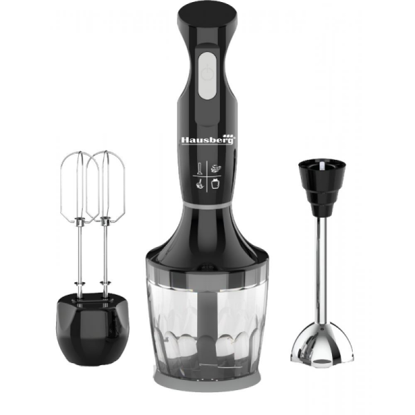 Blender 3 in 1 Hausberg HB-7706NG, capacitate bol 0.75 l, 600 W, Negru - Cod produs: 155487