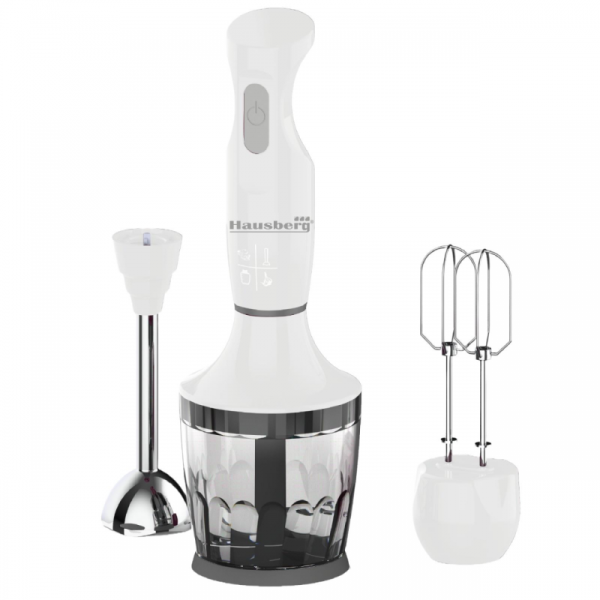 Blender 3 in 1 Hausberg HB-7706AB, capacitate bol 0.75 l, 600 W, Alb - Cod produs: 155496