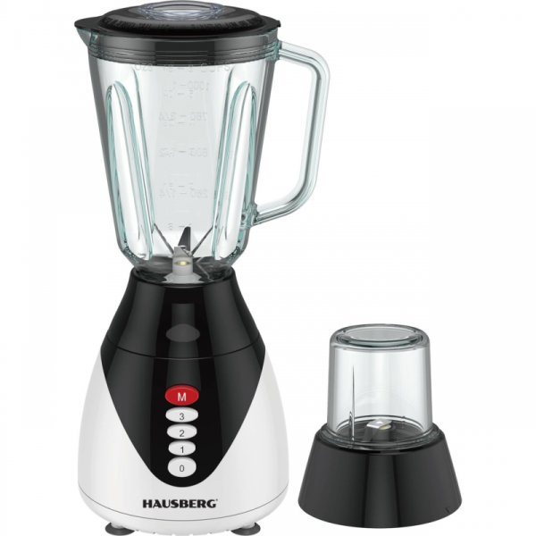 Blender Hausberg HB-7760NG, 300W, 1.5L, 3 viteze, Functie Pulse, maruntire gheata, 4 lame detasabile, negru - Cod produs: 155507