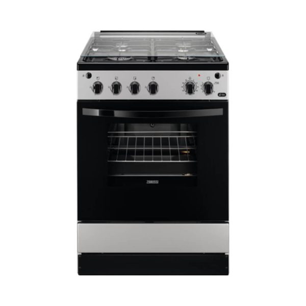 Aragaz pe gaz Zanussi ZCG612K1SA, Rotisor, Grill, Autocuratare catalitica, 4 arzatoare, Clasa A, Argintiu - Cod produs: 155157