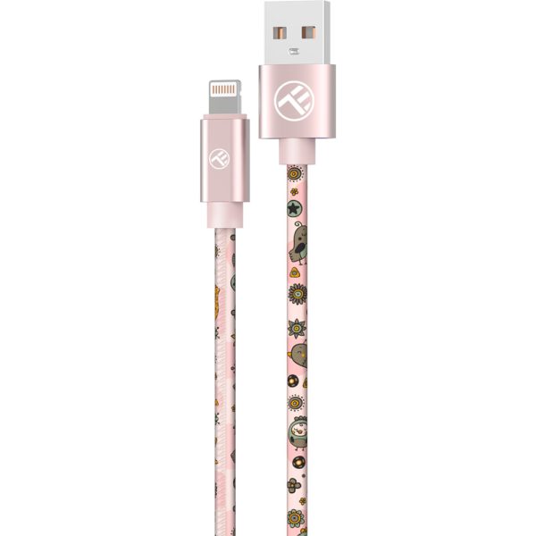 Cablu de date Tellur Graffiti TLL155621, USB-A, compatibil iPhone, 1m, Roz - Cod produs: 158098