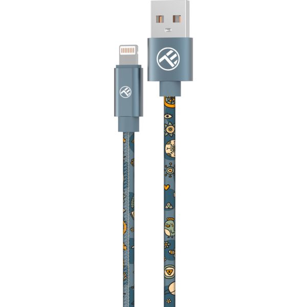 Cablu de date Tellur Graffiti TLL155631, USB-A - Lightning, 1m, Albastru - Cod produs: 158099