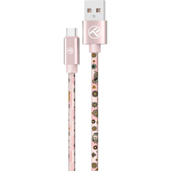 Cablu de date Tellur Graffiti TLL155661, USB-A - Type-C, 1m, Roz - Cod produs: 158094