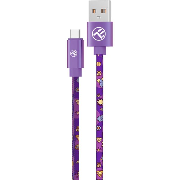 Cablu de date Tellur Graffiti TLL155641, USB-A - Type-C, 1m, Mov - Cod produs: 158092