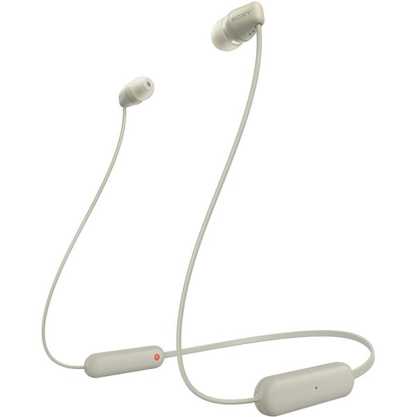 Casti In-Ear Sony WI-C100C, Wireless, Bluetooth, IPX4, Microfon, Fast pair, Autonomie 25 ore, Bej - Cod produs: 151584