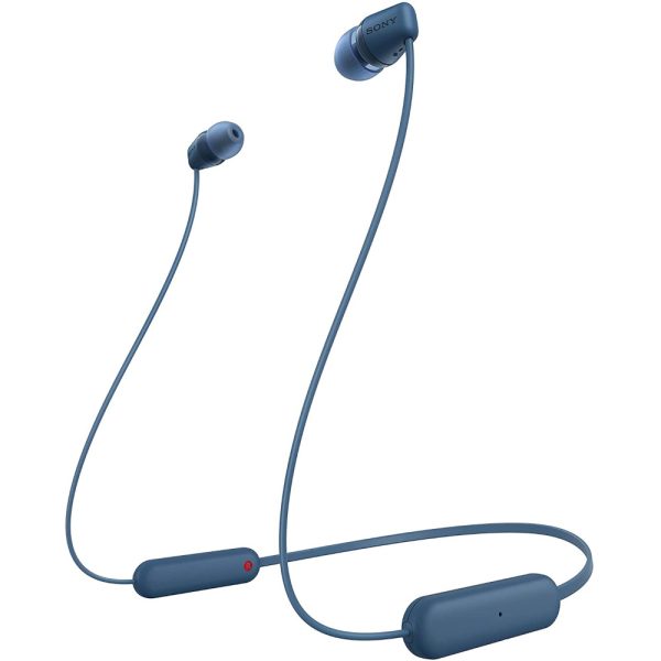 Casti In-Ear Sony WI-C100L, Wireless, Bluetooth, IPX4, Microfon, Fast pair, Autonomie 25 ore, Albastru - Cod produs: 151583