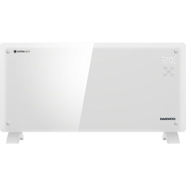 Convector electric smart Daewoo DGH2000WIFI, 2000 W, Suprafata incalzire sticla, Wi-Fi, Compatibil Android si iOS, Touch control, Display LED, Timer, Alb - Cod produs: 159549