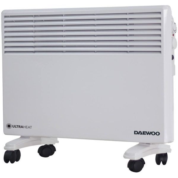 Convector electric Daewoo DPH2000W, 2000 W, 2 trepte de putere, Protectie la supraincalzire, Termostat reglabil, Indicator luminos, Alb - Cod produs: 159539