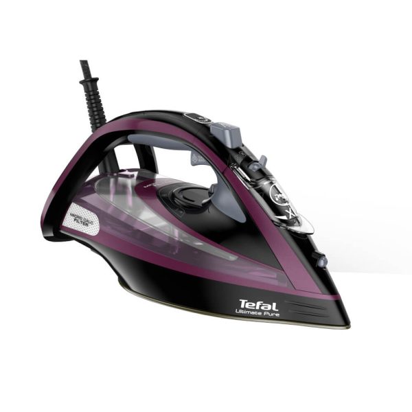 Fier de calcat Tefal Ultimate Pure FV9835E0, 3000 W, 240g/min, 350 ml, Talpa Durilium AirGlide Autoclean, Negru/Violet - Cod produs: 152339