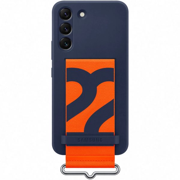 Husa de protectie Samsung Silicone Cover with Strap pentru Galaxy S22, Navy - Cod produs: 150738