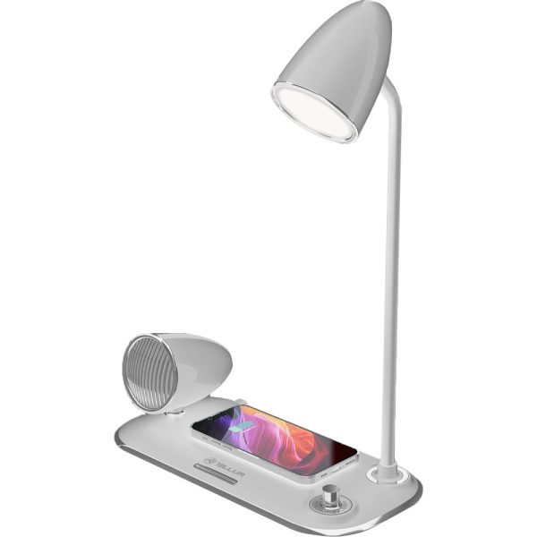 Incarcator wireless si lampa birou Tellur Nostalgia, 15W, Boxa Bluetooth 5W, Alb - Cod produs: 158101