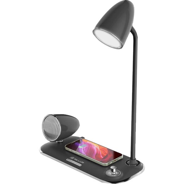 Incarcator wireless si lampa birou Tellur Nostalgia, 15W, Boxa Bluetooth 5W, Negru - Cod produs: 158100