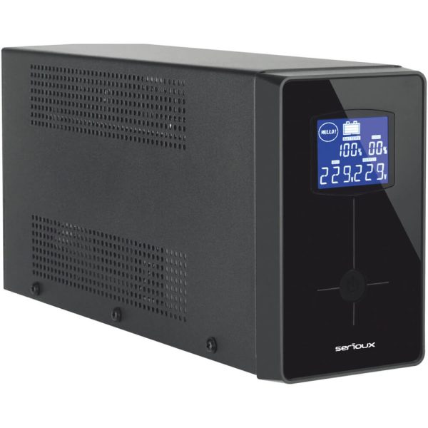 UPS Serioux LCD800LI, Line Interactive, 800VA/480W, Ecran LCD, 2 Prize Schuko, USB/RJ45, Regulator automat de tensiune, Management, Repornire automata - Cod produs: 155334