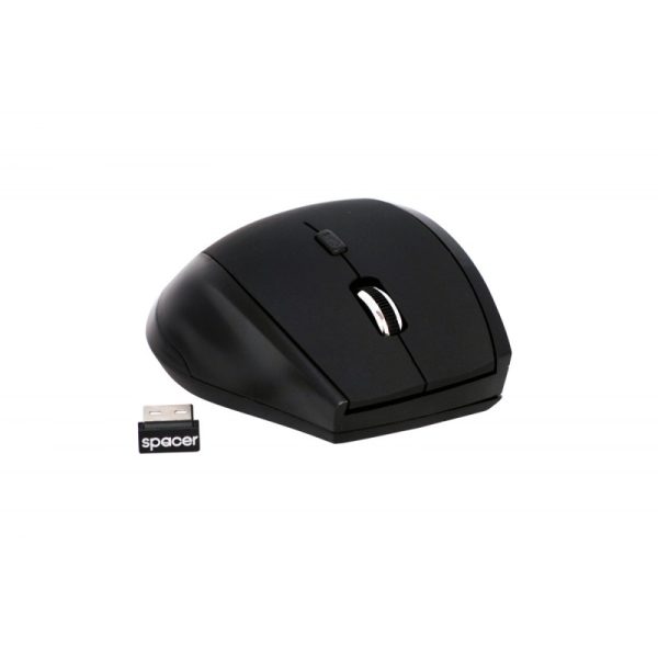 Mouse WIRELESS SPACER  2.4GHz, 6D, cauciucat, scroll metalic, black SPMO-291 - Cod produs: SPMO-291