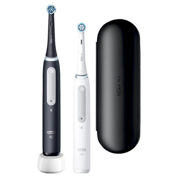 Set 2 periute de dinti electrice Oral-B iO4, 4 programe, 2 capete, Alb/Negru - Cod produs: 153150