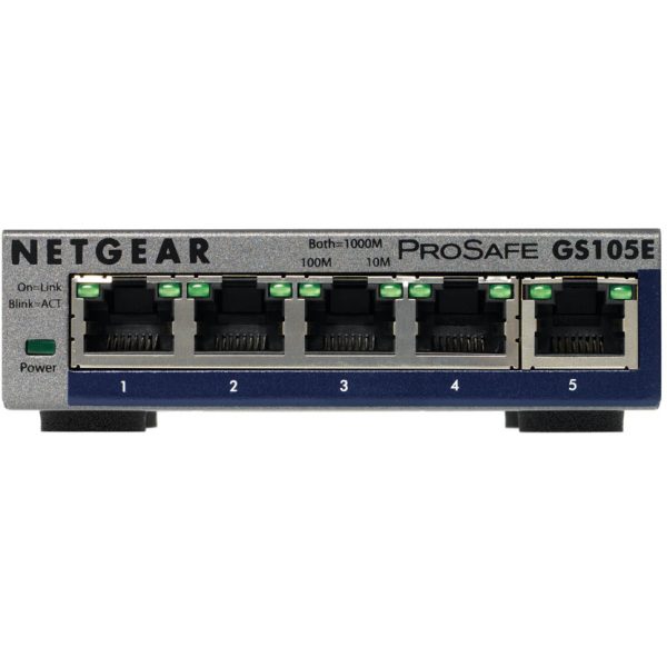 Switch ProSafe GS105E, 5 porturi x 10/100/1000 Mbps, Web managed - Cod produs: GS105E-200PES