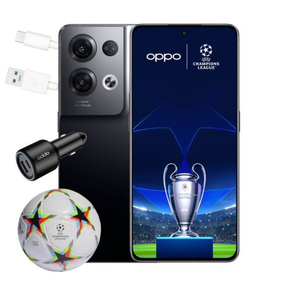 Telefon mobil Oppo Reno8 Pro, 5G, Dual SIM, 258GB, 8GB RAM, Glazed Black + Minge UEFA Champions League - Cod produs: 154470